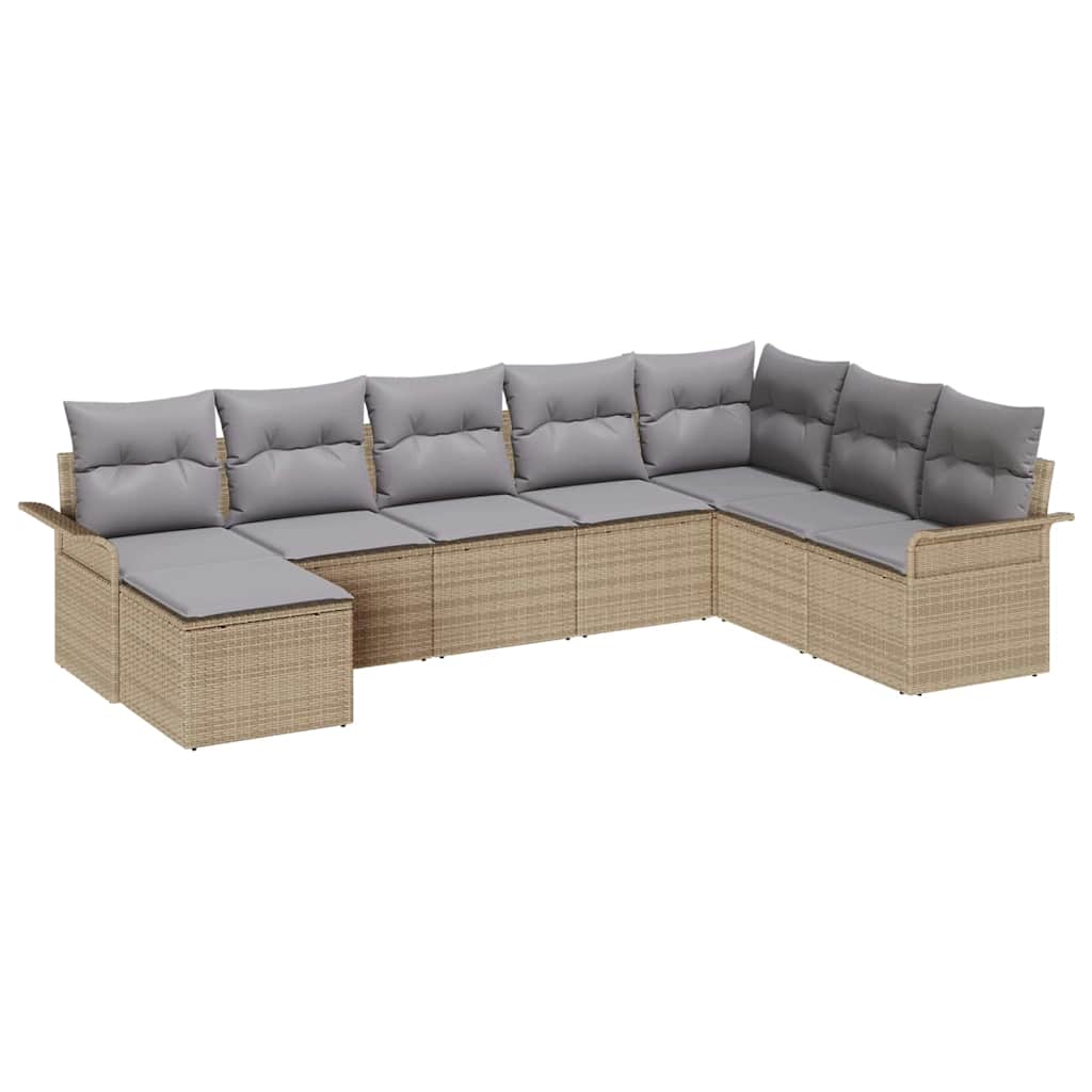 vidaXL Zestaw Sof na Ogród z poduszką 8 pcs Beżowy Polirattan