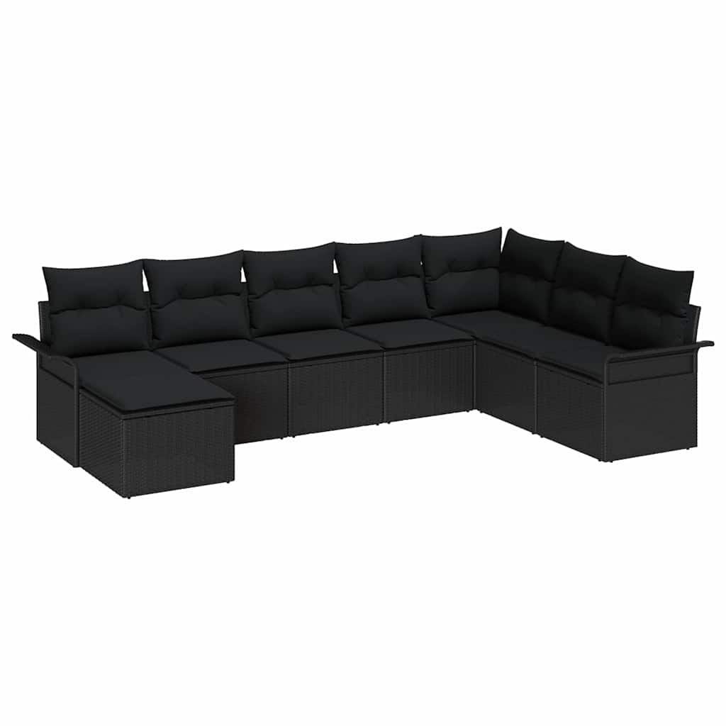 vidaXL Zestaw Sof na Ogród z poduszką 8 pcs Czarny Polirattan