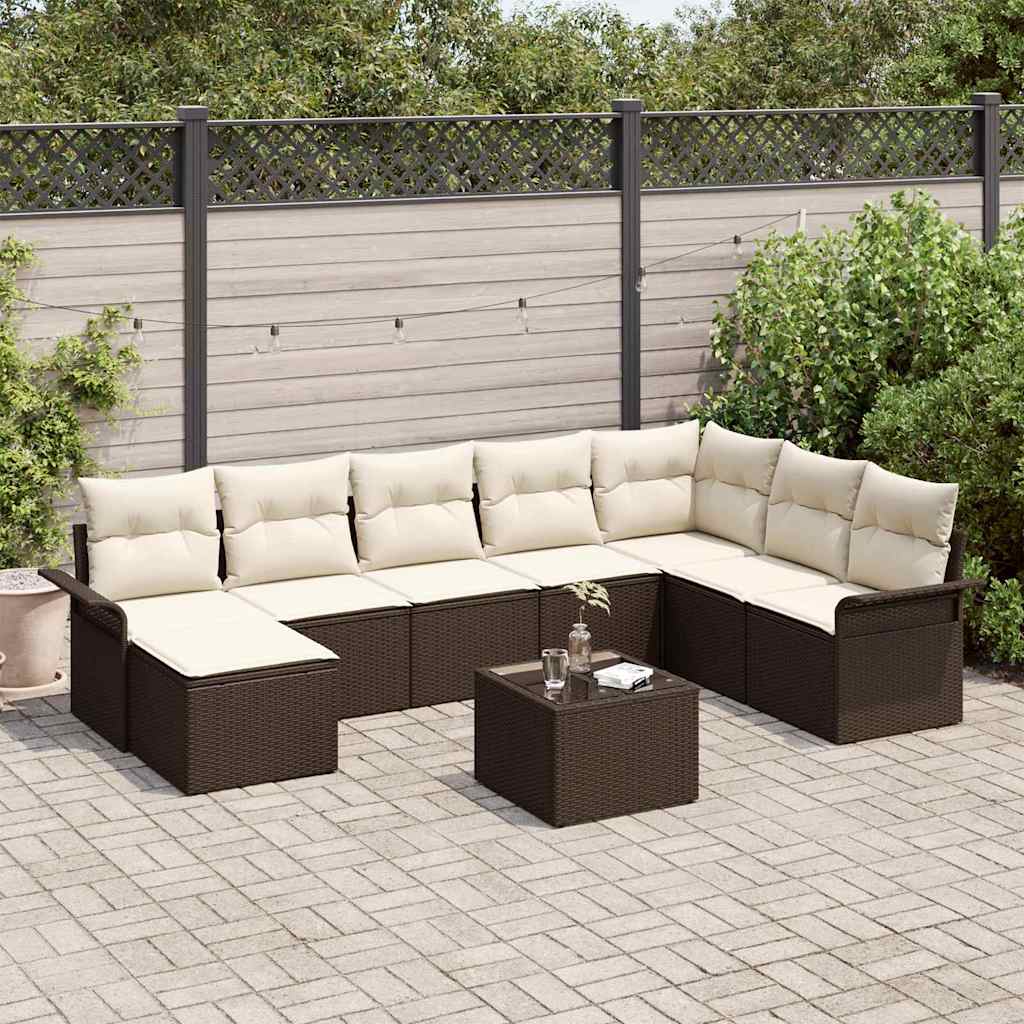 vidaXL Zestaw Sof na Ogród z poduszką 9 pcs Szary Polirattan