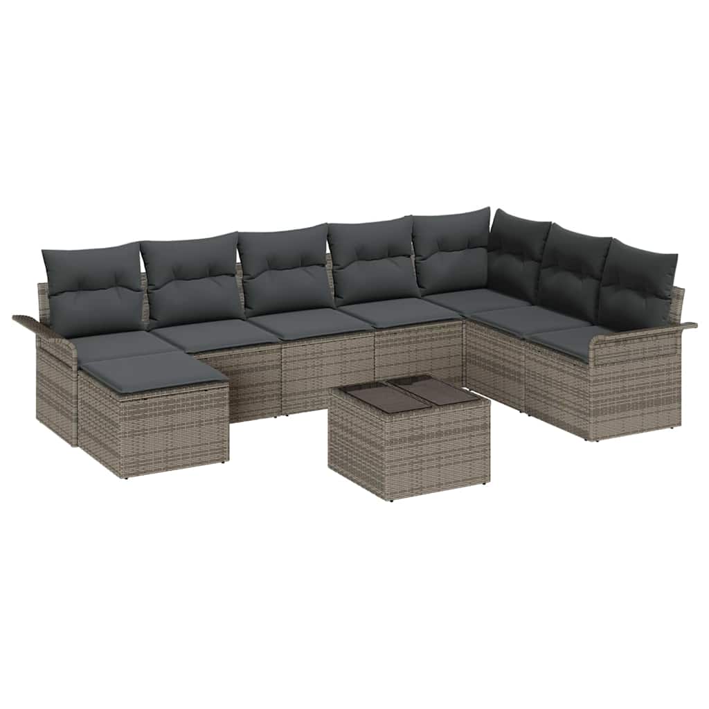 vidaXL Zestaw Sof na Ogród z poduszką 9 pcs Czarny Polirattan
