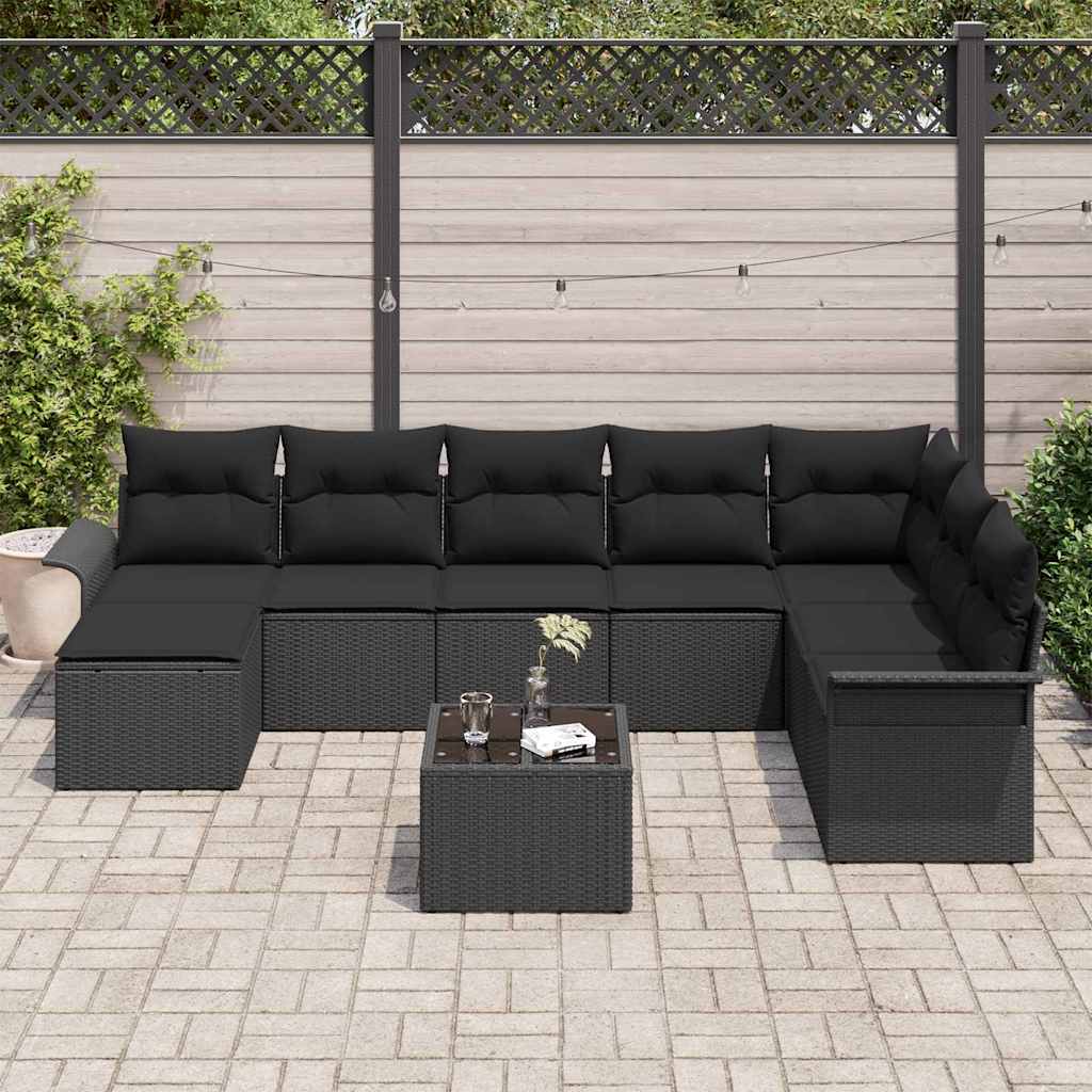 vidaXL Zestaw Sof na Ogród z poduszką 9 pcs Beżowy Polirattan