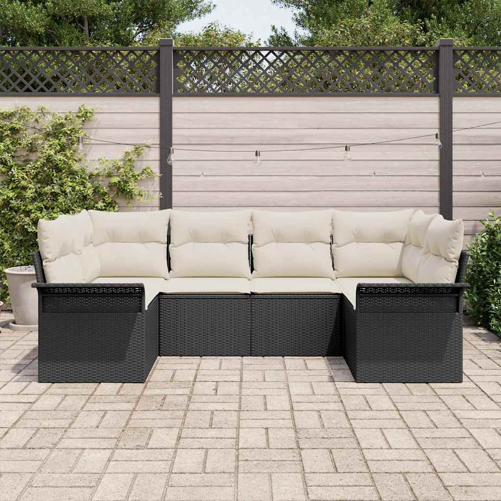 vidaXL Zestaw Sof na Ogród z przechowywaniem 6 pcs Czarny Polirattan