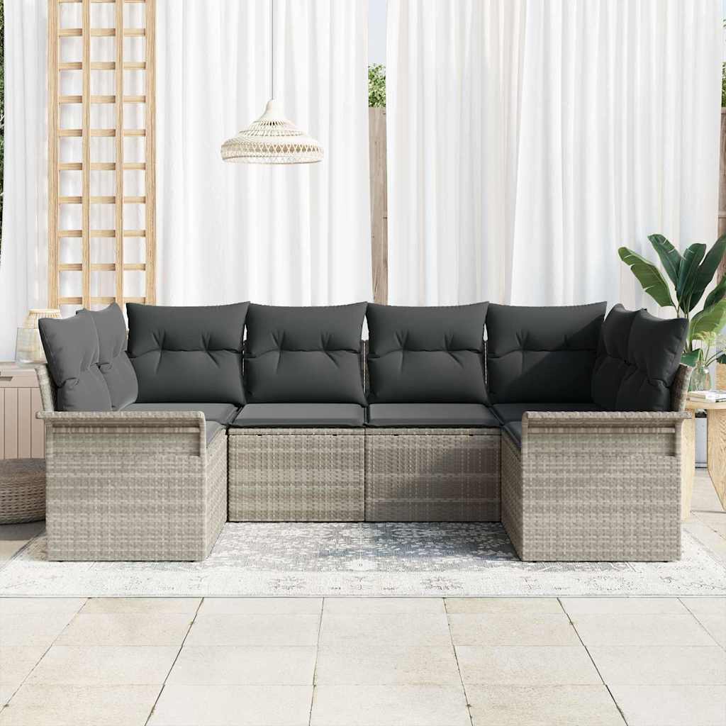 vidaXL Zestaw Sof na Ogród 6 pcs Jasnoszary Polirattan