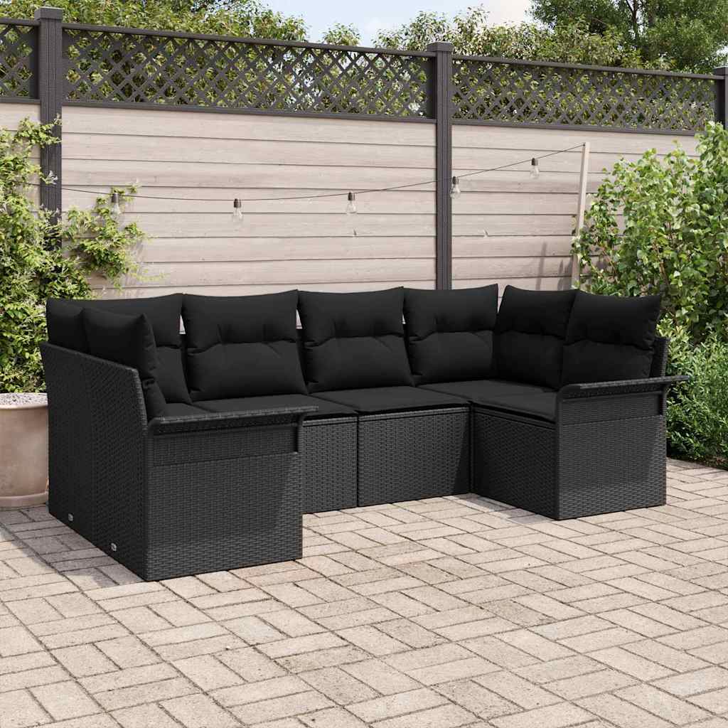 vidaXL Zestaw Sof na Ogród z przechowywaniem 6 pcs Czarny Polirattan