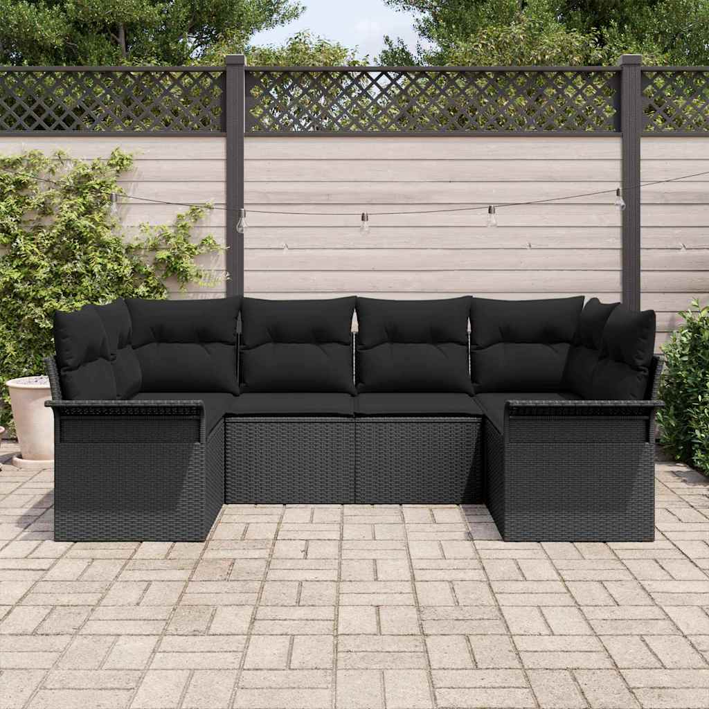 vidaXL Zestaw Sof na Ogród z przechowywaniem 6 pcs Czarny Polirattan