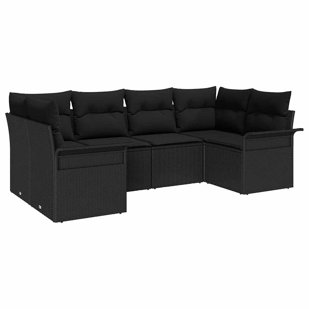 vidaXL Zestaw Sof na Ogród z przechowywaniem 6 pcs Czarny Polirattan