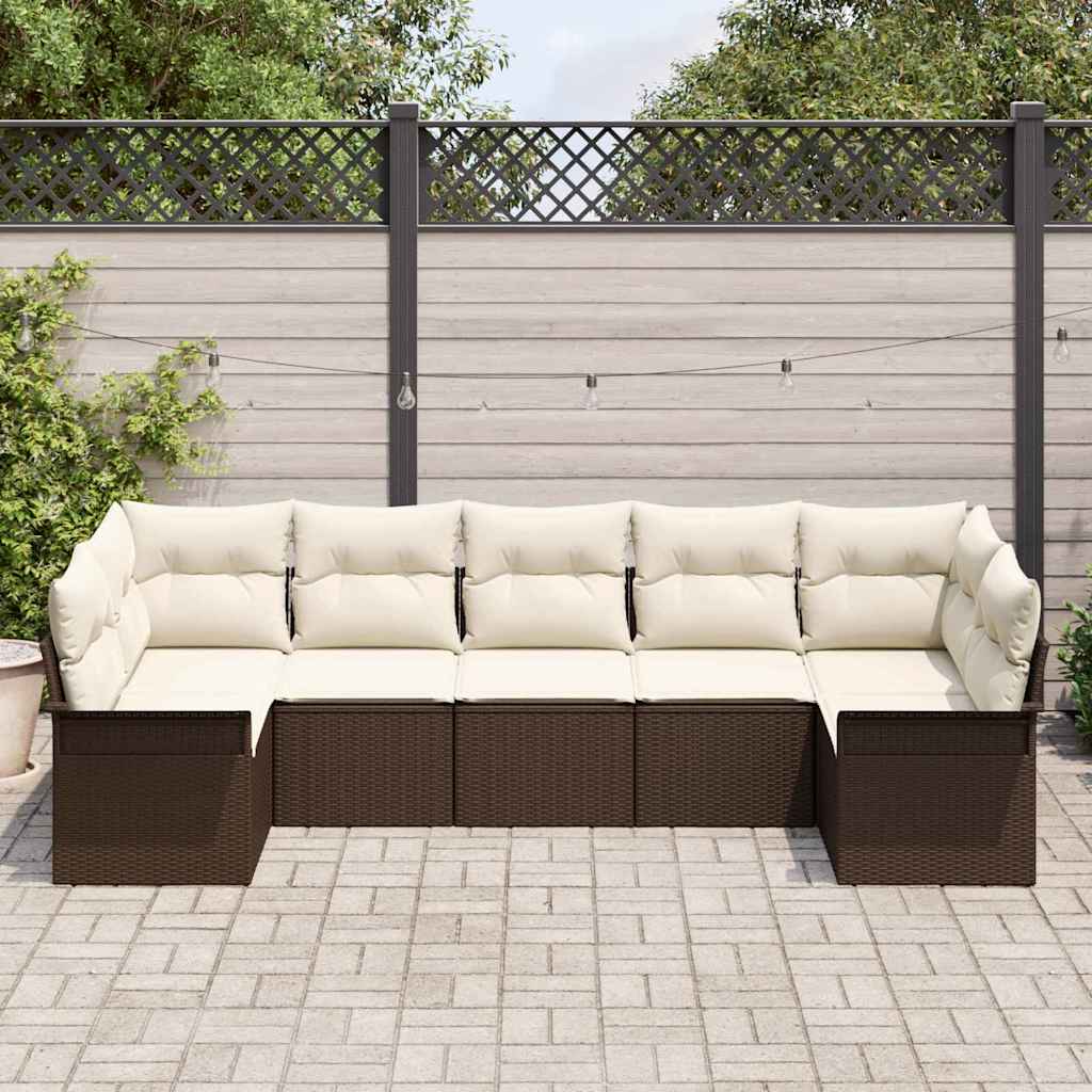 vidaXL Zestaw Sof na Ogród z przechowywaniem 7 pcs Brązowy Polirattan