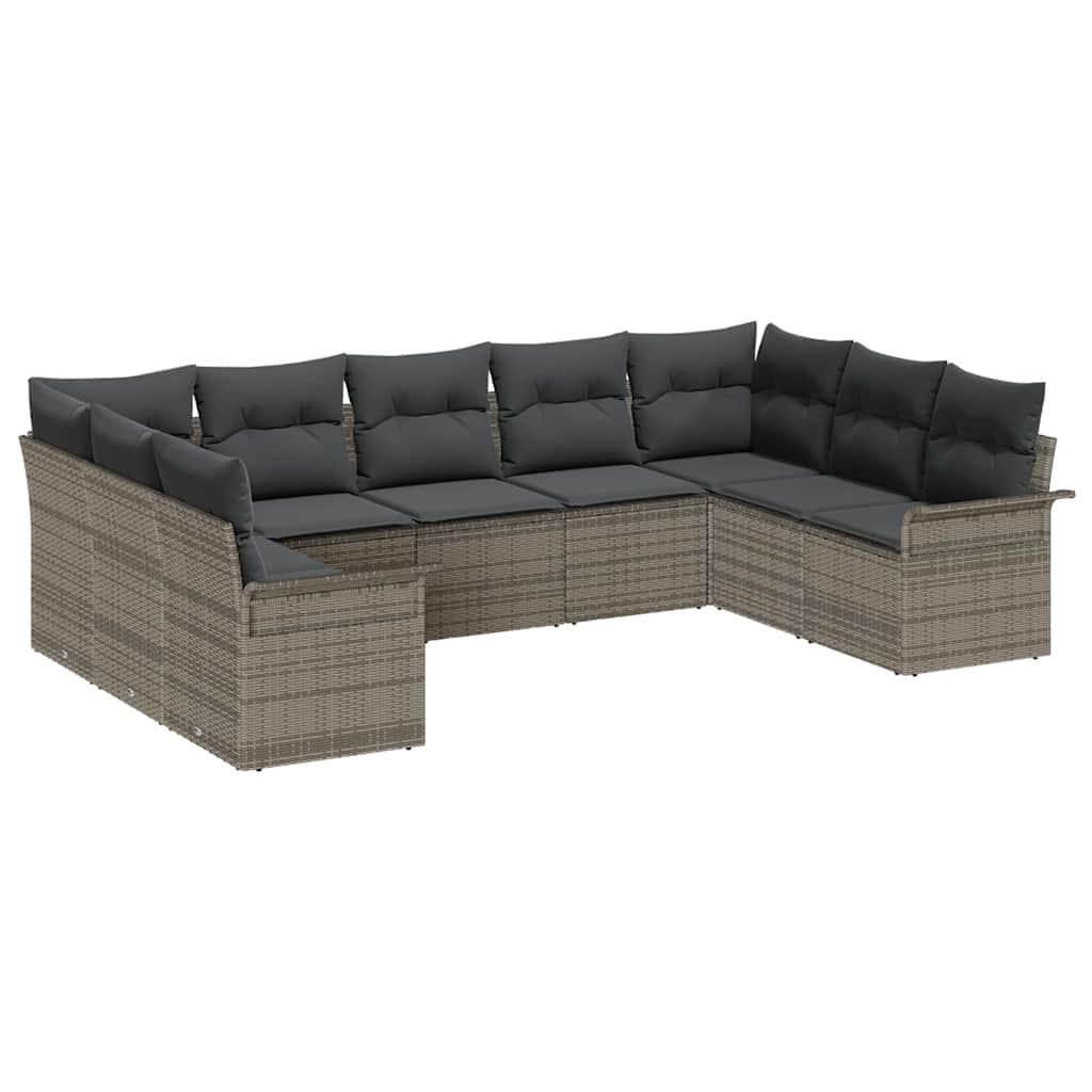 vidaXL Zestaw Sof na Ogród z przechowywaniem 9 pcs Szary polirattan
