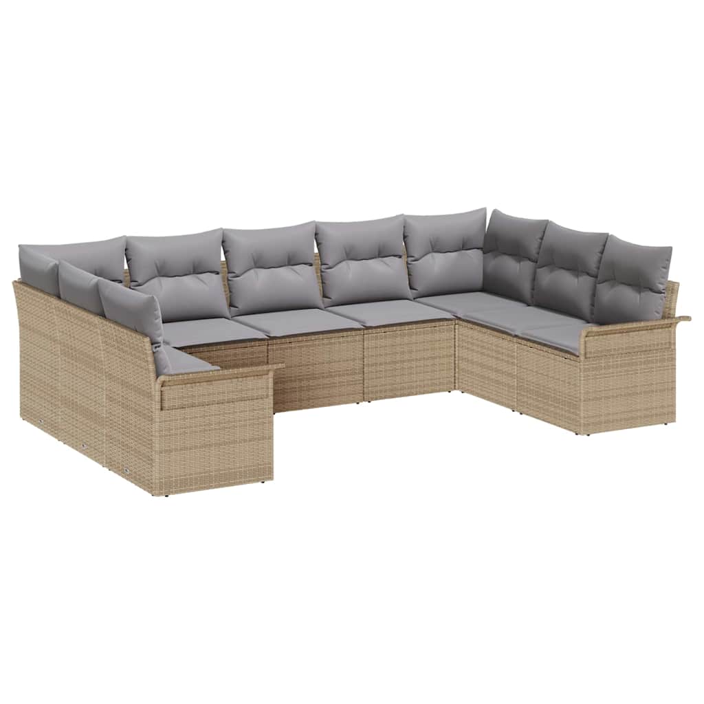 vidaXL Zestaw Sof na Ogród z przechowywaniem 9 pcs Beżowy polirattan