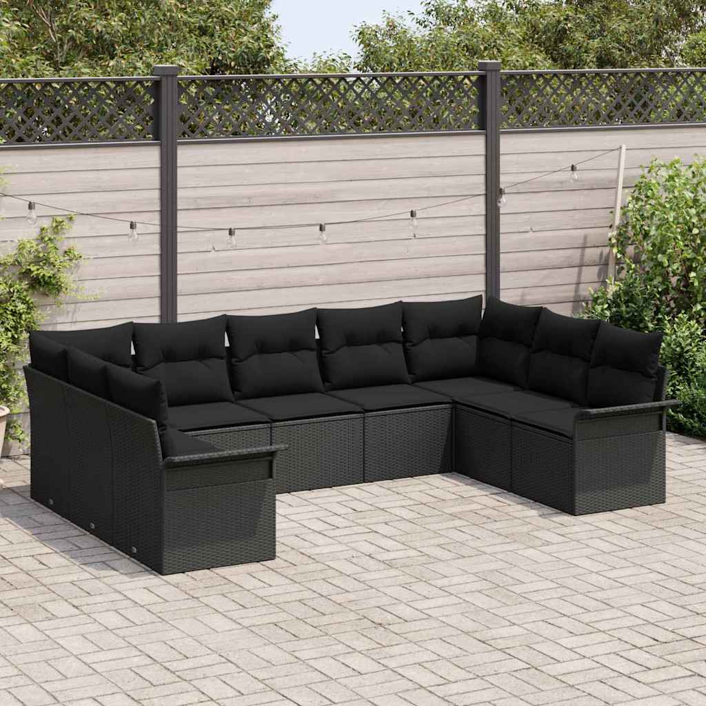 vidaXL Zestaw Sof na Ogród z przechowywaniem 9 pcs Czarny polirattan