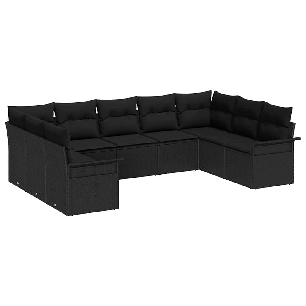 vidaXL Zestaw Sof na Ogród z przechowywaniem 9 pcs Czarny polirattan