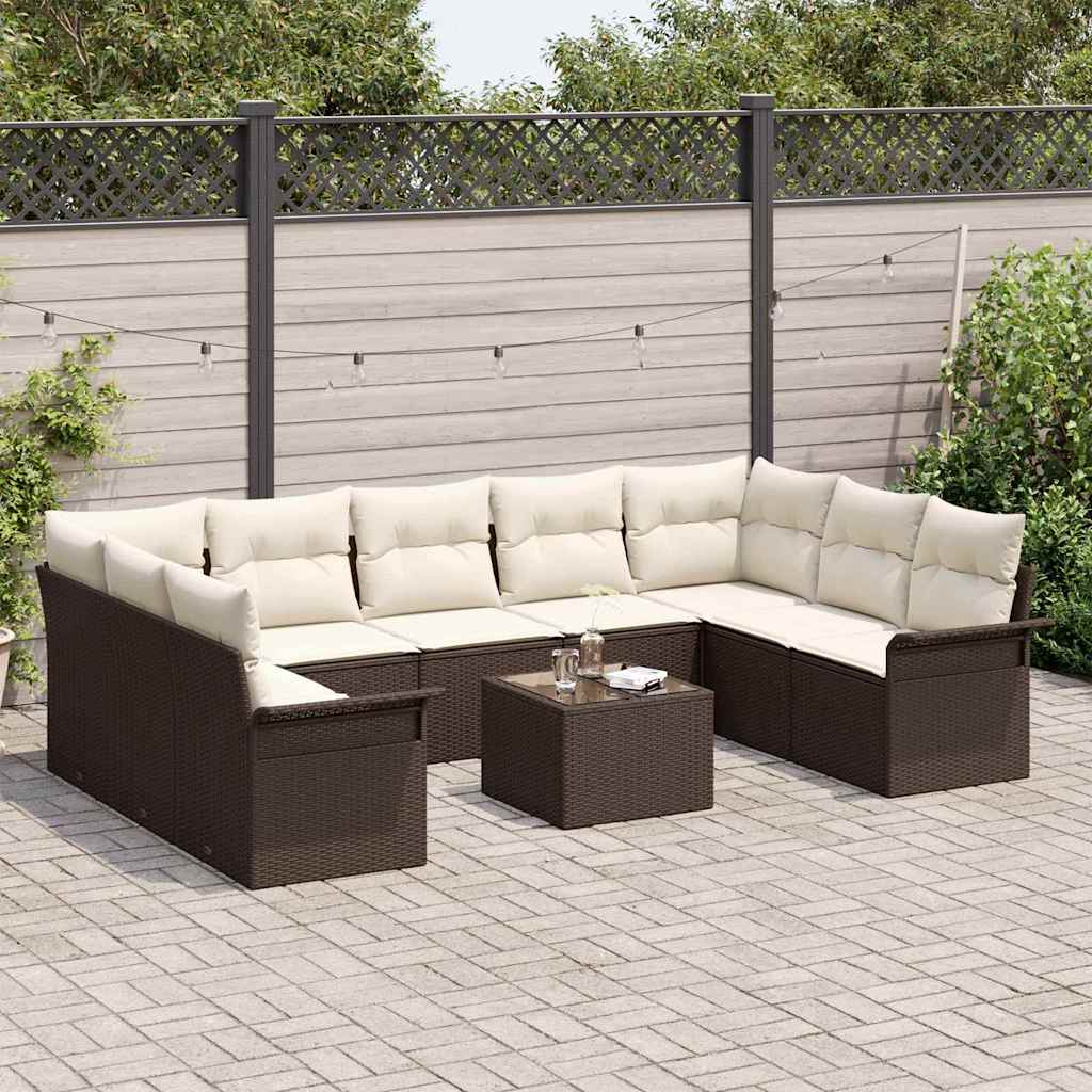 vidaXL Zestaw Sof na Ogród z przechowywaniem 10 pcs Szary polirattan