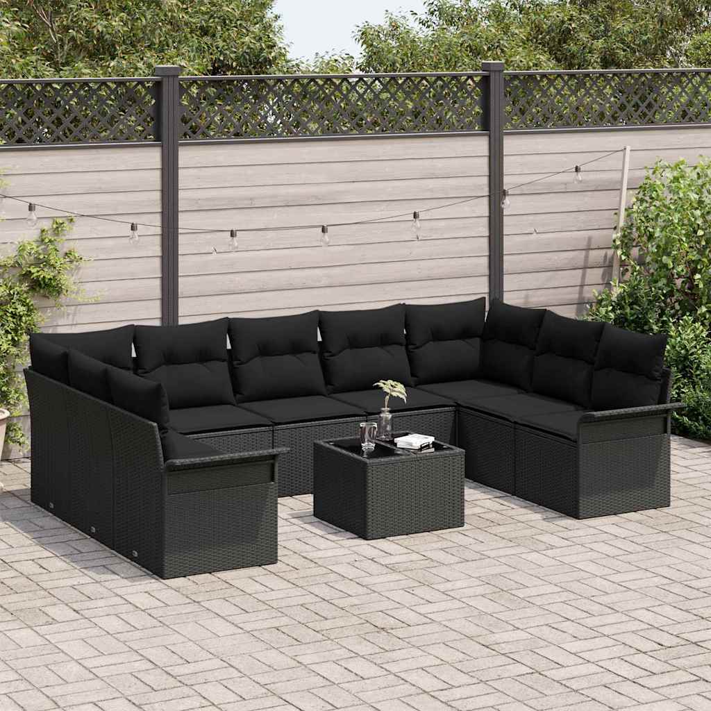 vidaXL Zestaw Sof na Ogród z przechowywaniem 10 pcs Beżowy polirattan