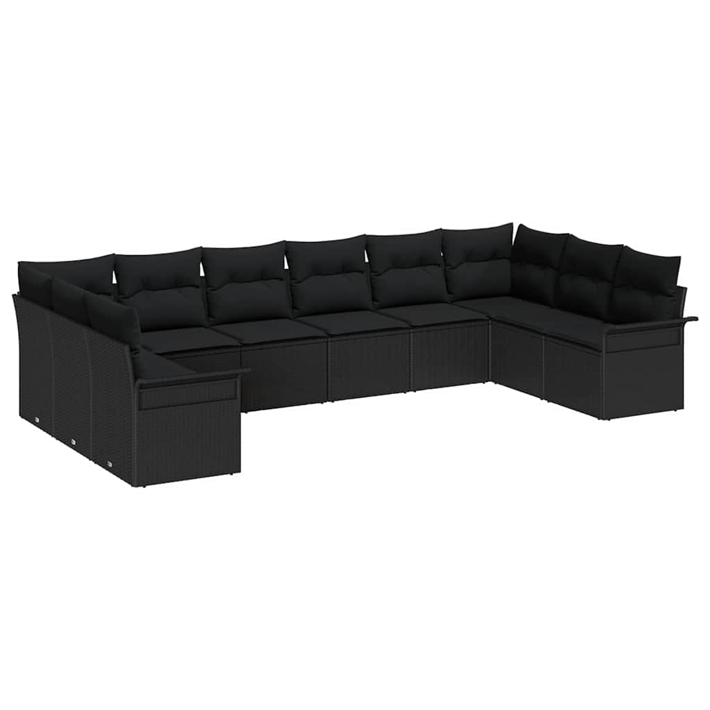 vidaXL Zestaw Sof na Ogród z przechowywaniem 10 pcs Czarny polirattan