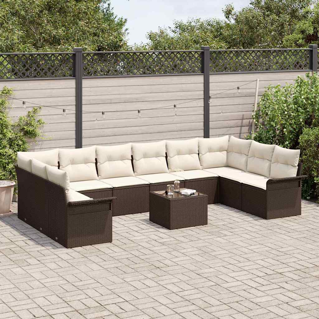 vidaXL Zestaw Sof na Ogród z przechowywaniem 11 pcs Szary polirattan