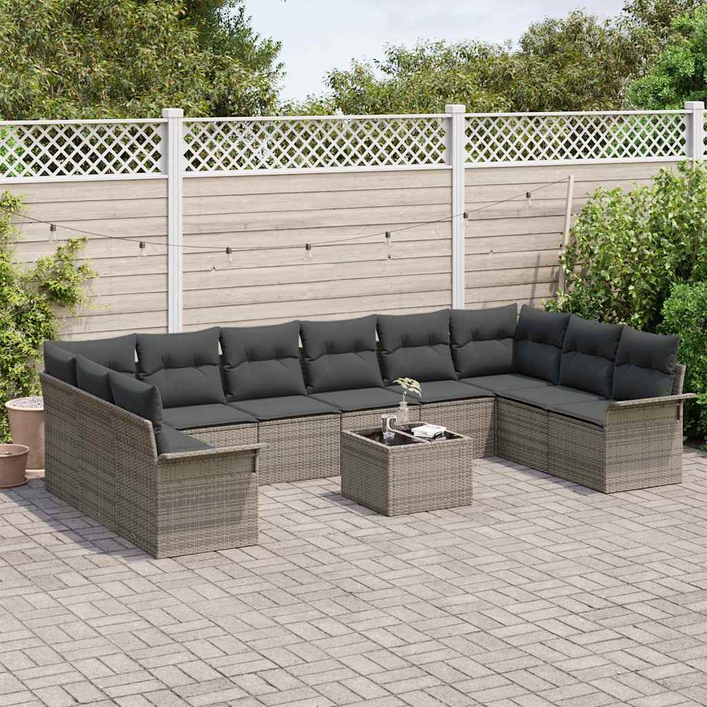 vidaXL Zestaw Sof na Ogród z przechowywaniem 11 pcs Czarny polirattan