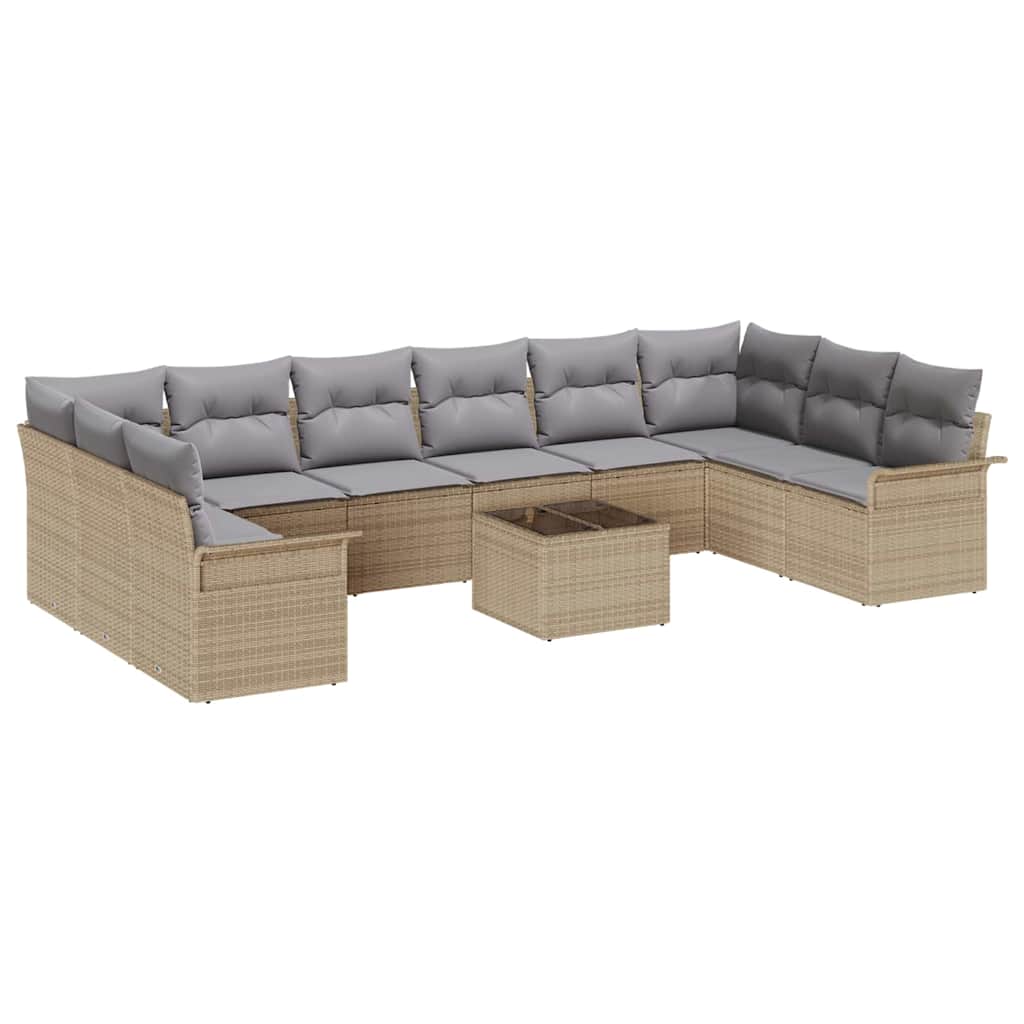 vidaXL Zestaw Sof na Ogród z przechowywaniem 11 pcs Czarny polirattan