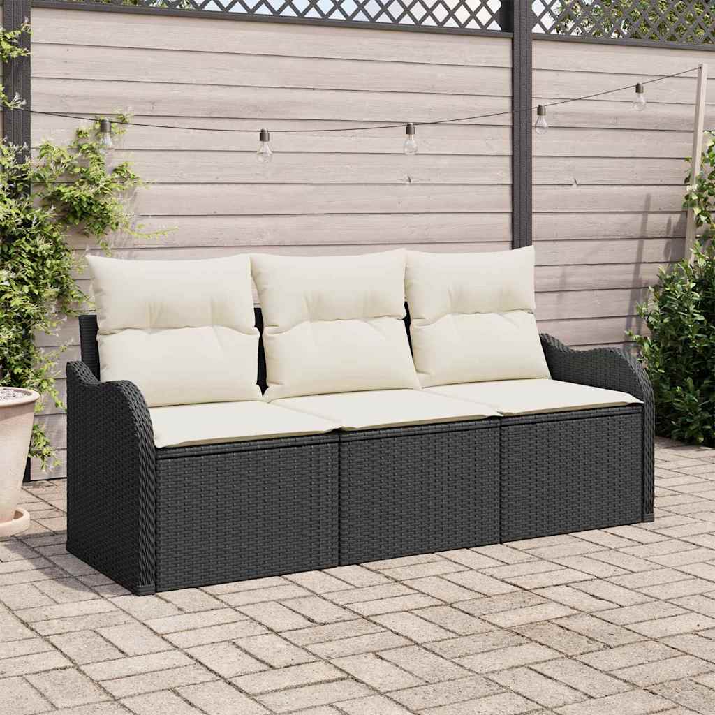 vidaXL Zestaw Sof na Ogród z przechowywaniem 3 pcs Czarny Polirattan