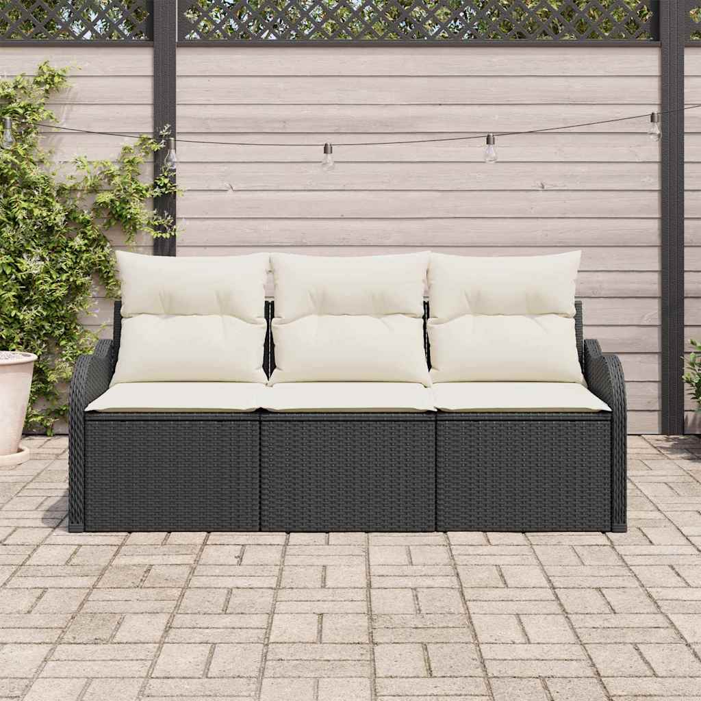 vidaXL Zestaw Sof na Ogród z przechowywaniem 3 pcs Czarny Polirattan