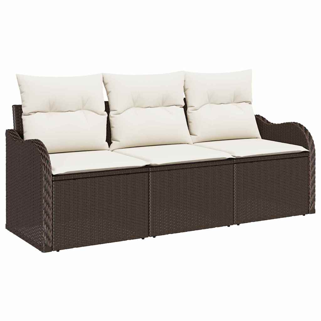 vidaXL Zestaw Sof na Ogród z przechowywaniem 3 pcs Brązowy Polirattan