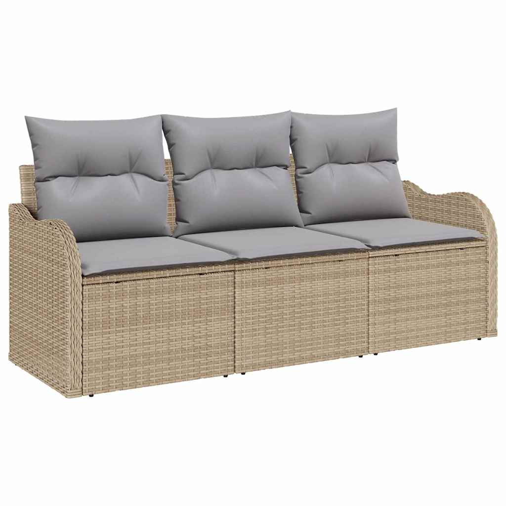 vidaXL Zestaw Sof na Ogród z przechowywaniem 3 pcs Beżowy Polirattan