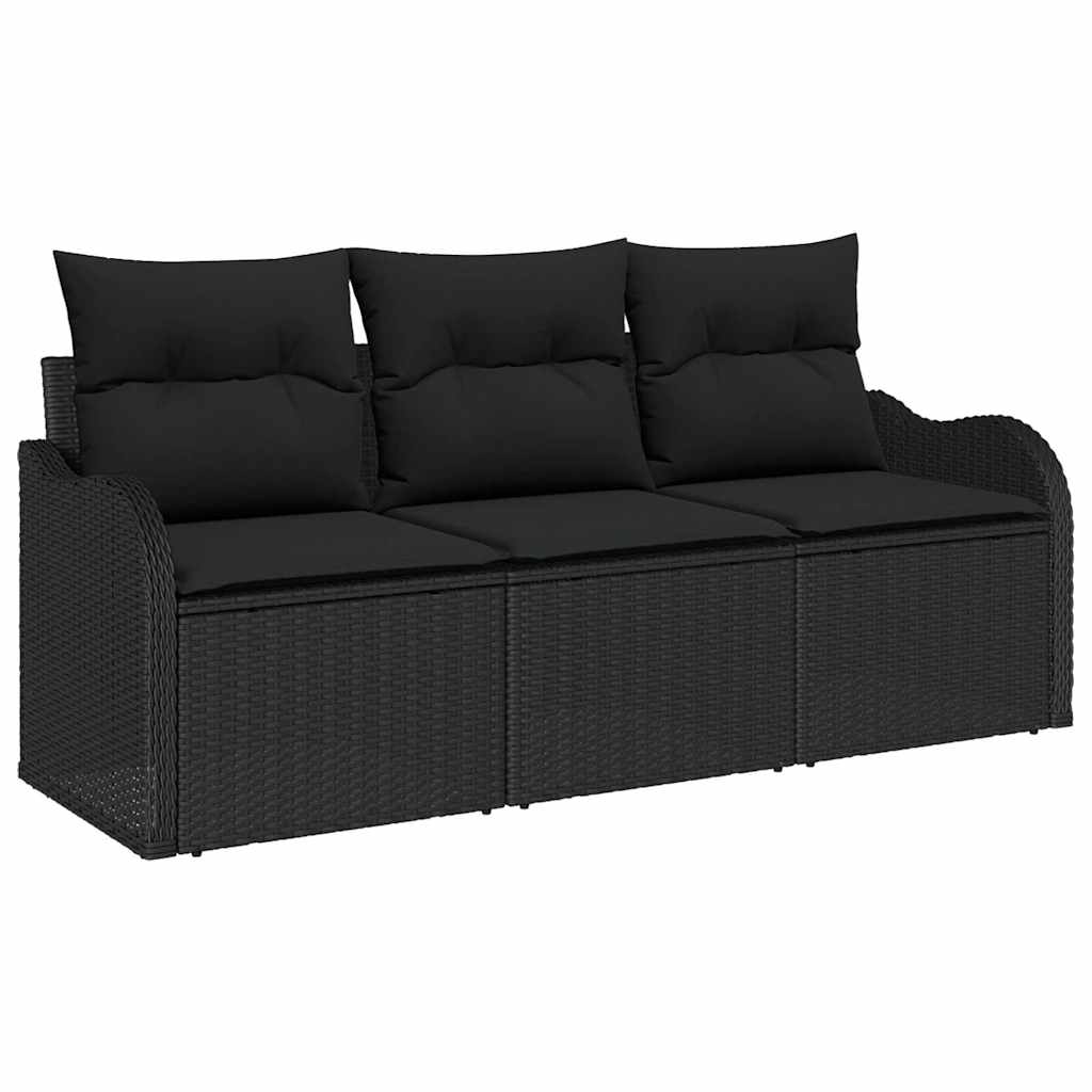 vidaXL Zestaw Sof na Ogród z przechowywaniem 3 pcs Czarny Polirattan