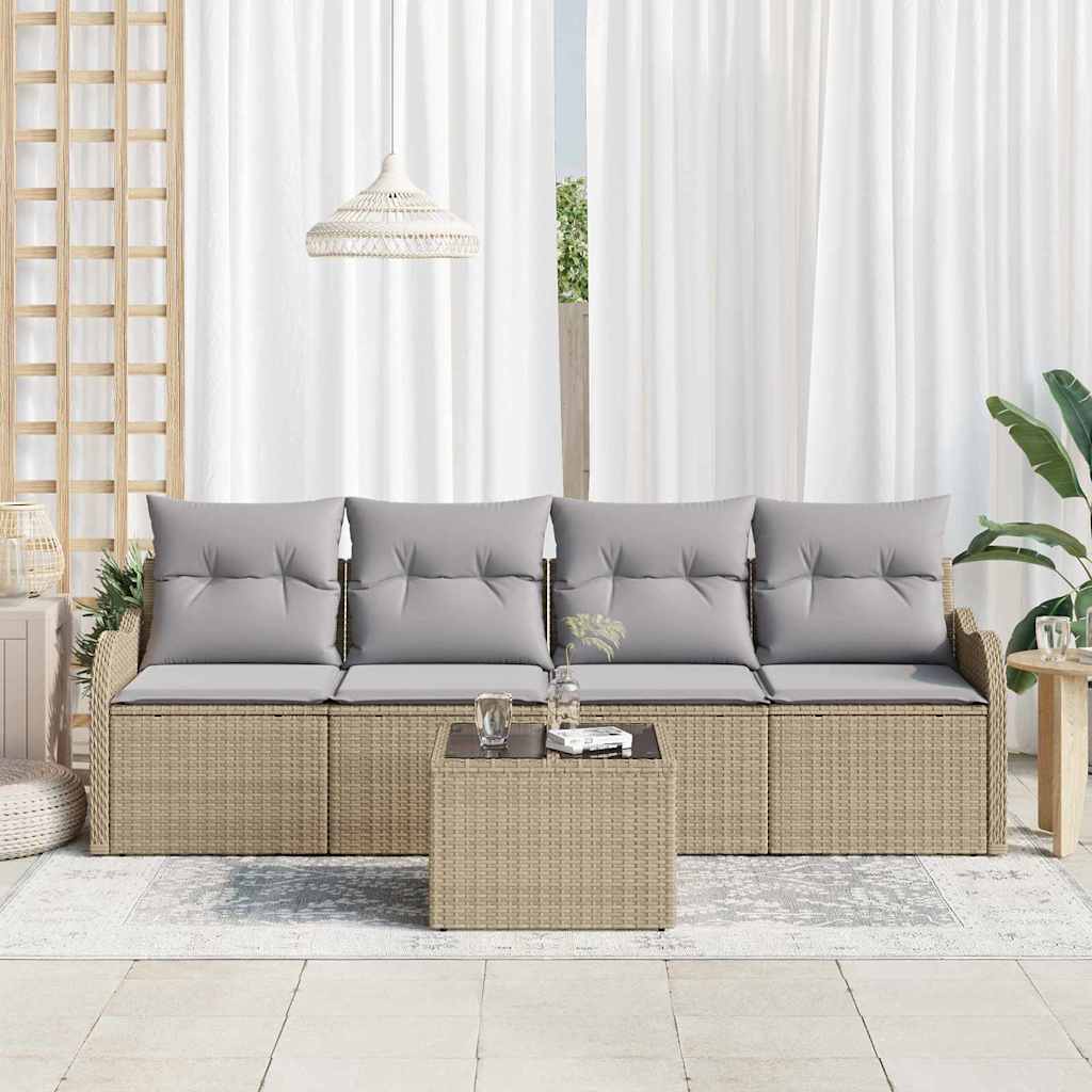 vidaXL Zestaw Sof na Ogród z poduszką z poduszką 5 pcs Beżowy i szary