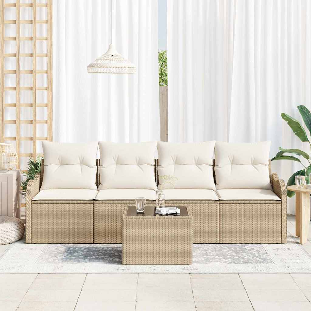 vidaXL Zestaw Sof na Ogród z poduszką 5 pcs Beżowy i kremowy