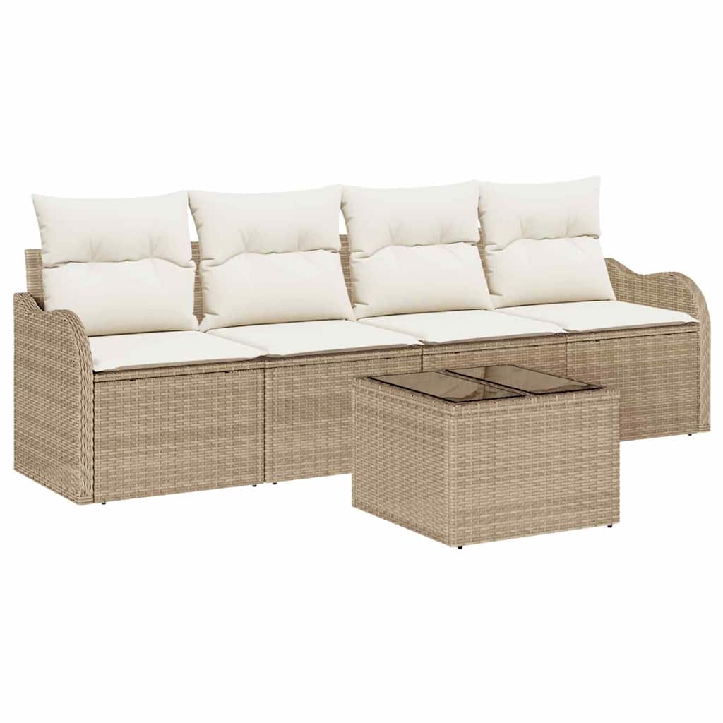 vidaXL Zestaw Sof na Ogród z poduszką 5 pcs Beżowy i kremowy