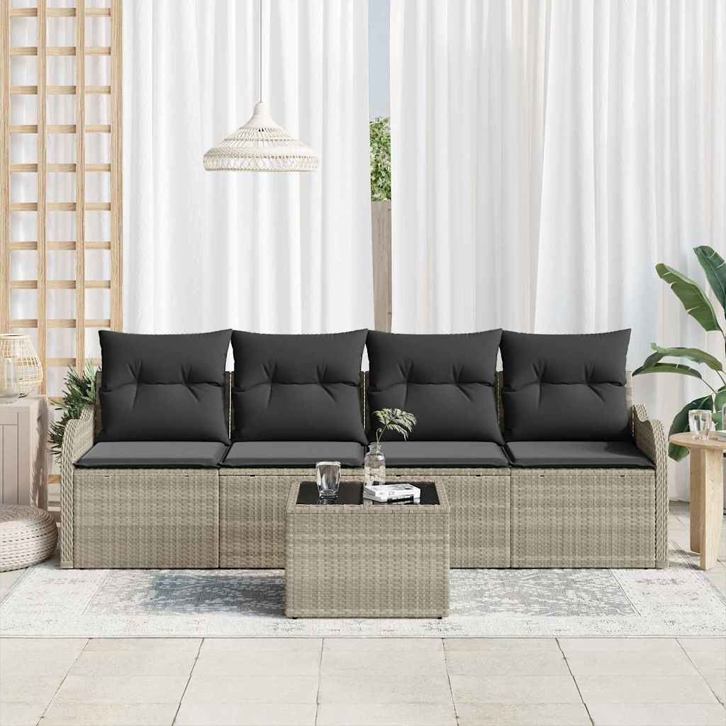 vidaXL Zestaw Sof na Ogród z poduszką 5 pcs Jasnoszary i ciemnoszary