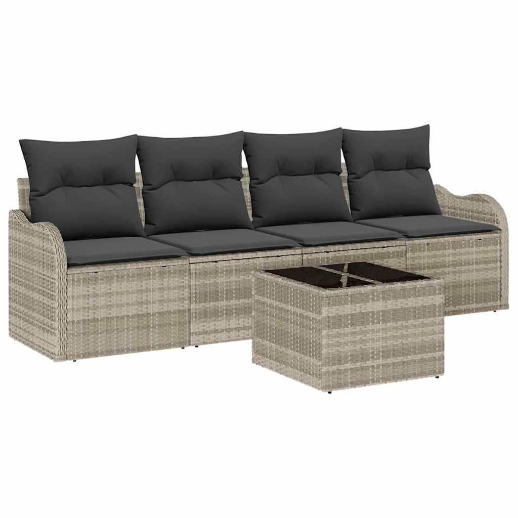 vidaXL Zestaw Sof na Ogród z poduszką 5 pcs Jasnoszary i ciemnoszary