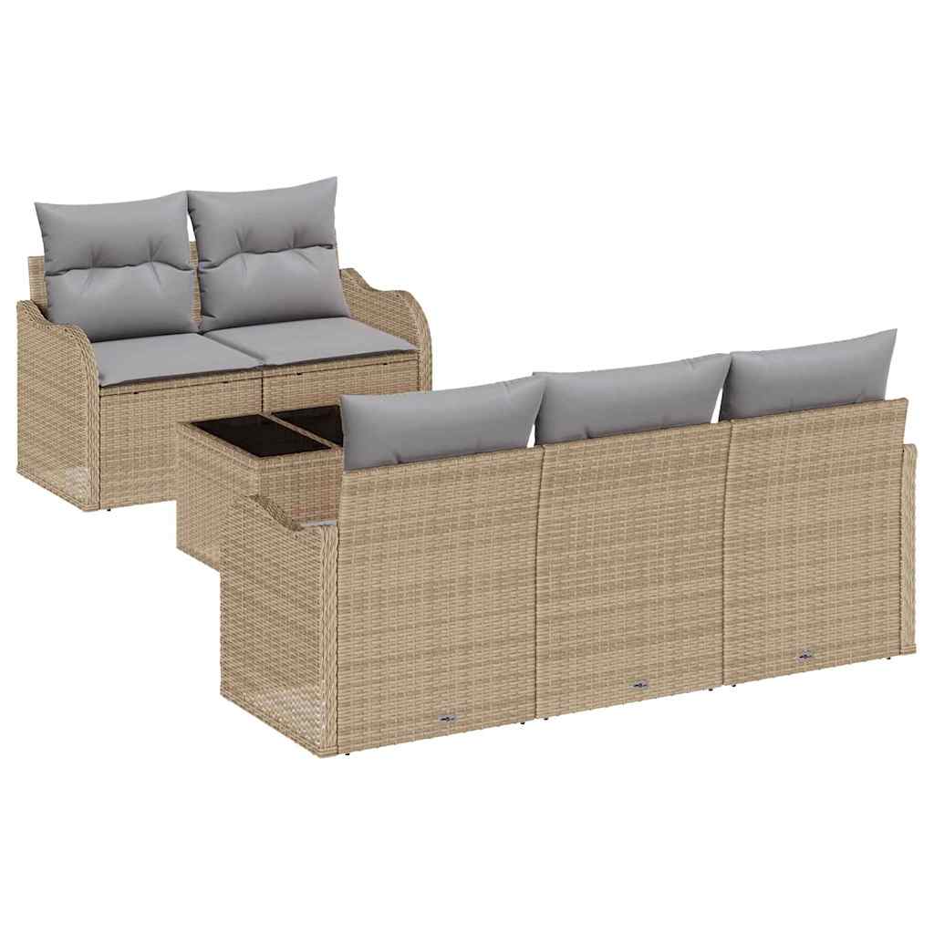 vidaXL Zestaw Sof na Ogród z poduszką z poduszką 6 pcs Beżowy i szary