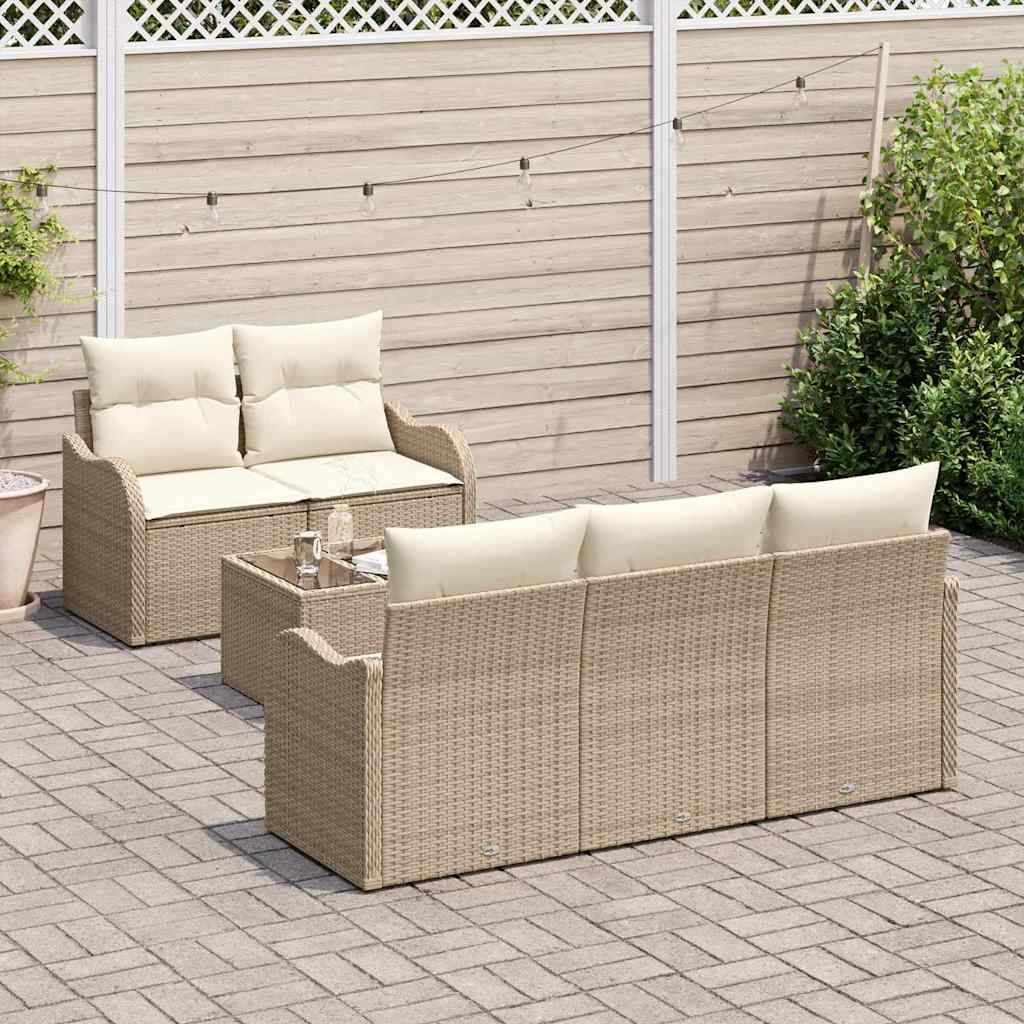vidaXL Zestaw Sof na Ogród z poduszką 6 pcs Beżowy i kremowy