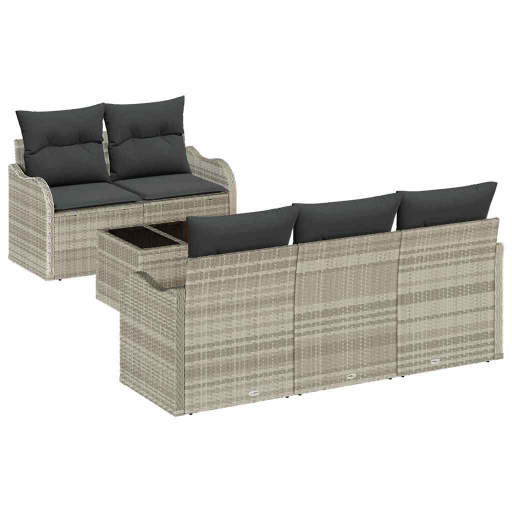 vidaXL Zestaw Sof na Ogród z poduszką 6 pcs Jasnoszary i ciemnoszary