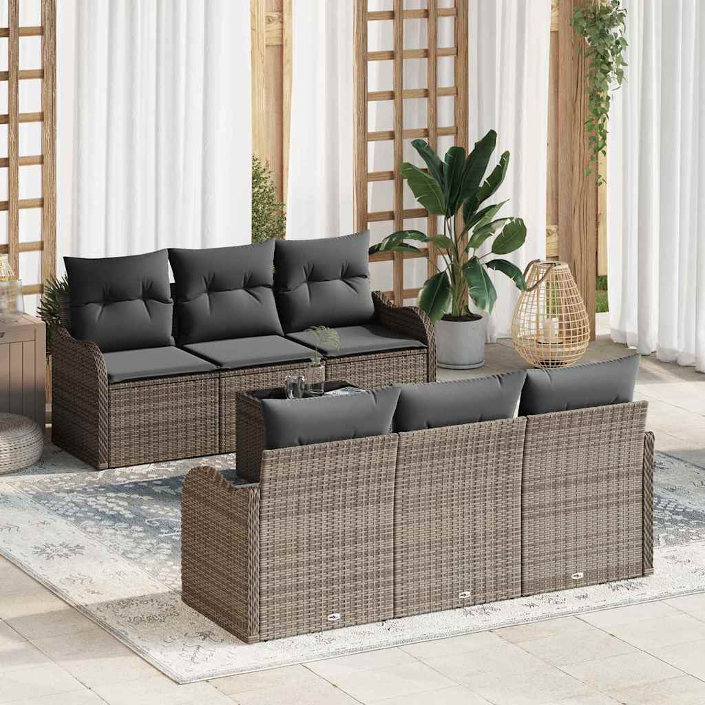 vidaXL Zestaw Sof na Ogród z poduszką z przechowywaniem 7 pcs Szary