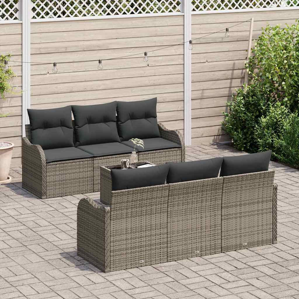 vidaXL Zestaw Sof na Ogród z poduszką z przechowywaniem 7 pcs Szary