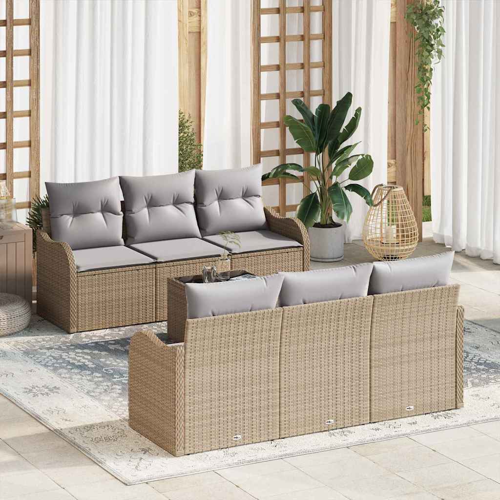 vidaXL Zestaw Sof na Ogród z poduszką z poduszką 7 pcs Beżowy i szary