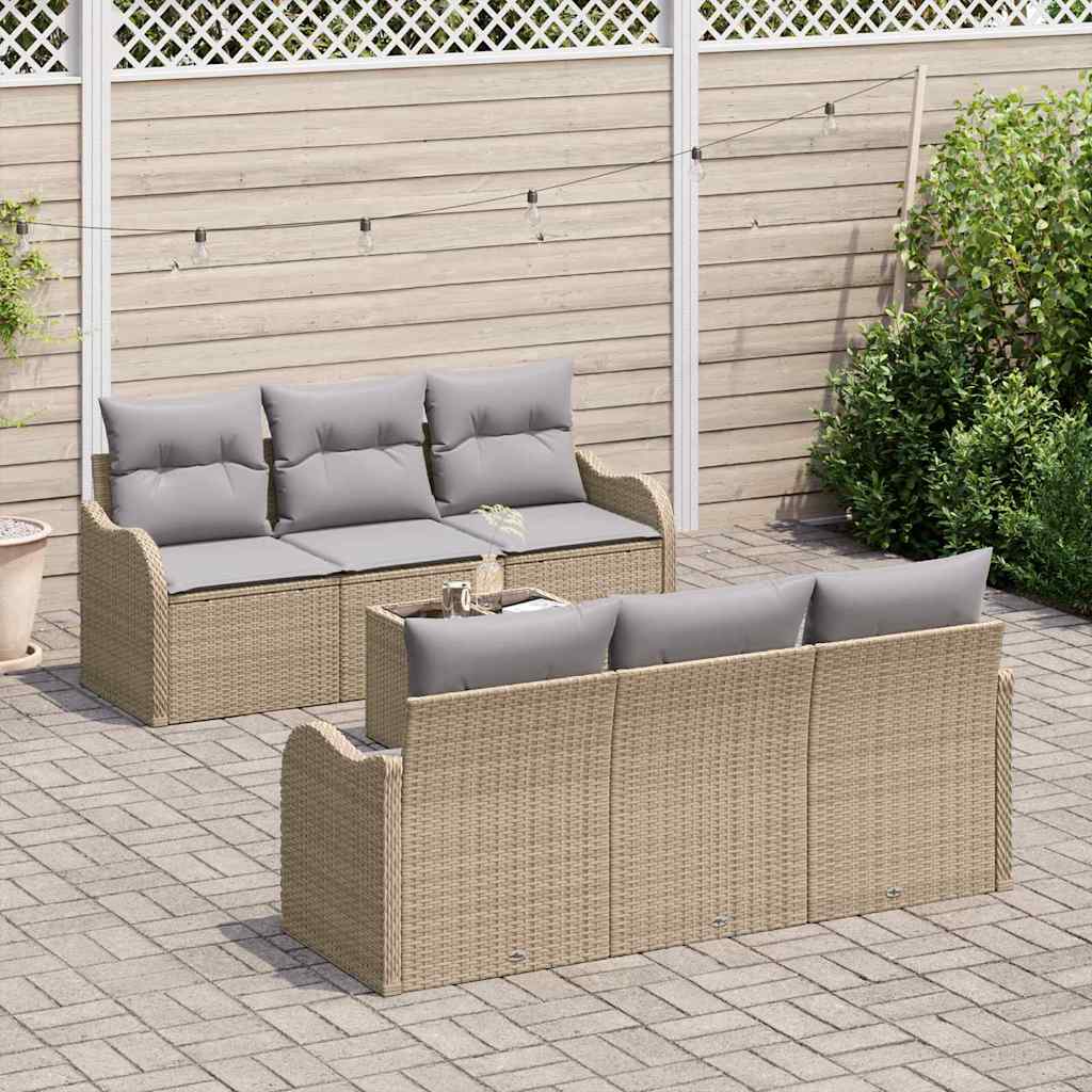 vidaXL Zestaw Sof na Ogród z poduszką z poduszką 7 pcs Beżowy i szary