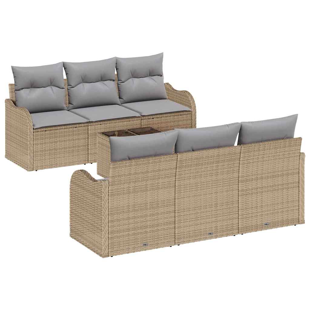 vidaXL Zestaw Sof na Ogród z poduszką z poduszką 7 pcs Beżowy i szary