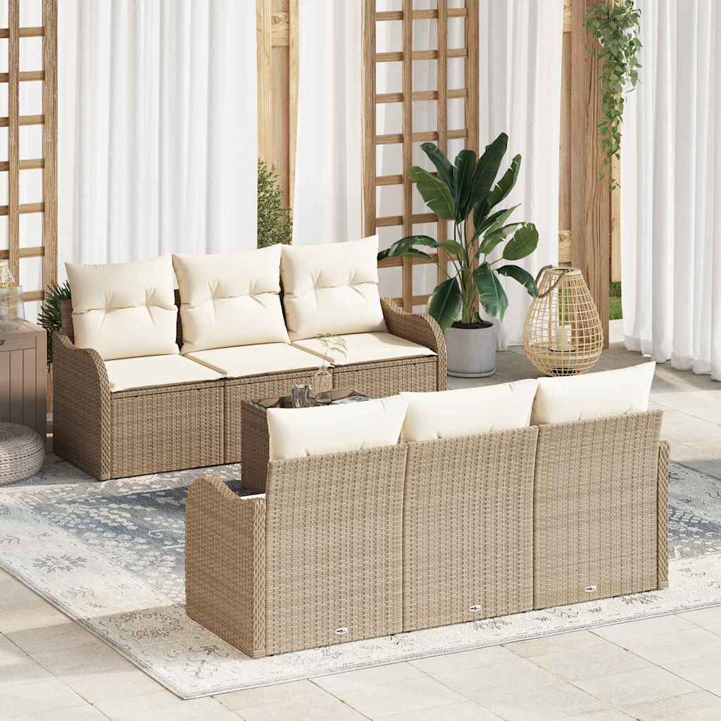 vidaXL Zestaw Sof na Ogród z poduszką 7 pcs Beżowy i kremowy