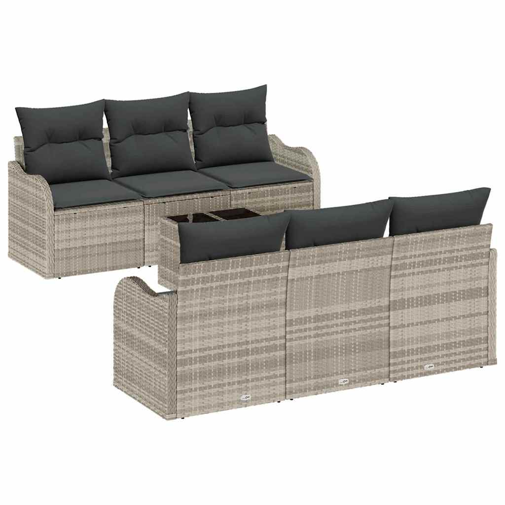 vidaXL Zestaw Sof na Ogród z poduszką 7 pcs Jasnoszary i ciemnoszary