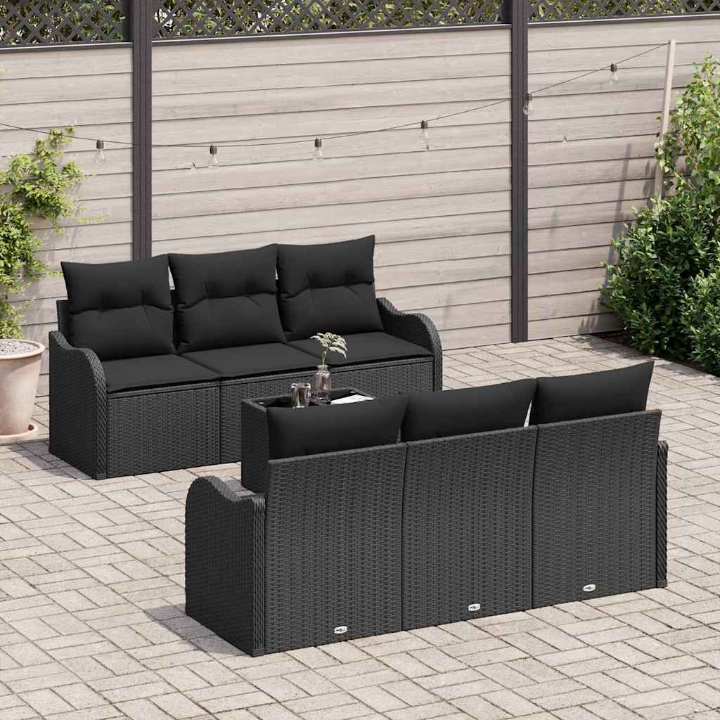 vidaXL Zestaw Sof na Ogród z poduszką z przechowywaniem 7 pcs Czarny