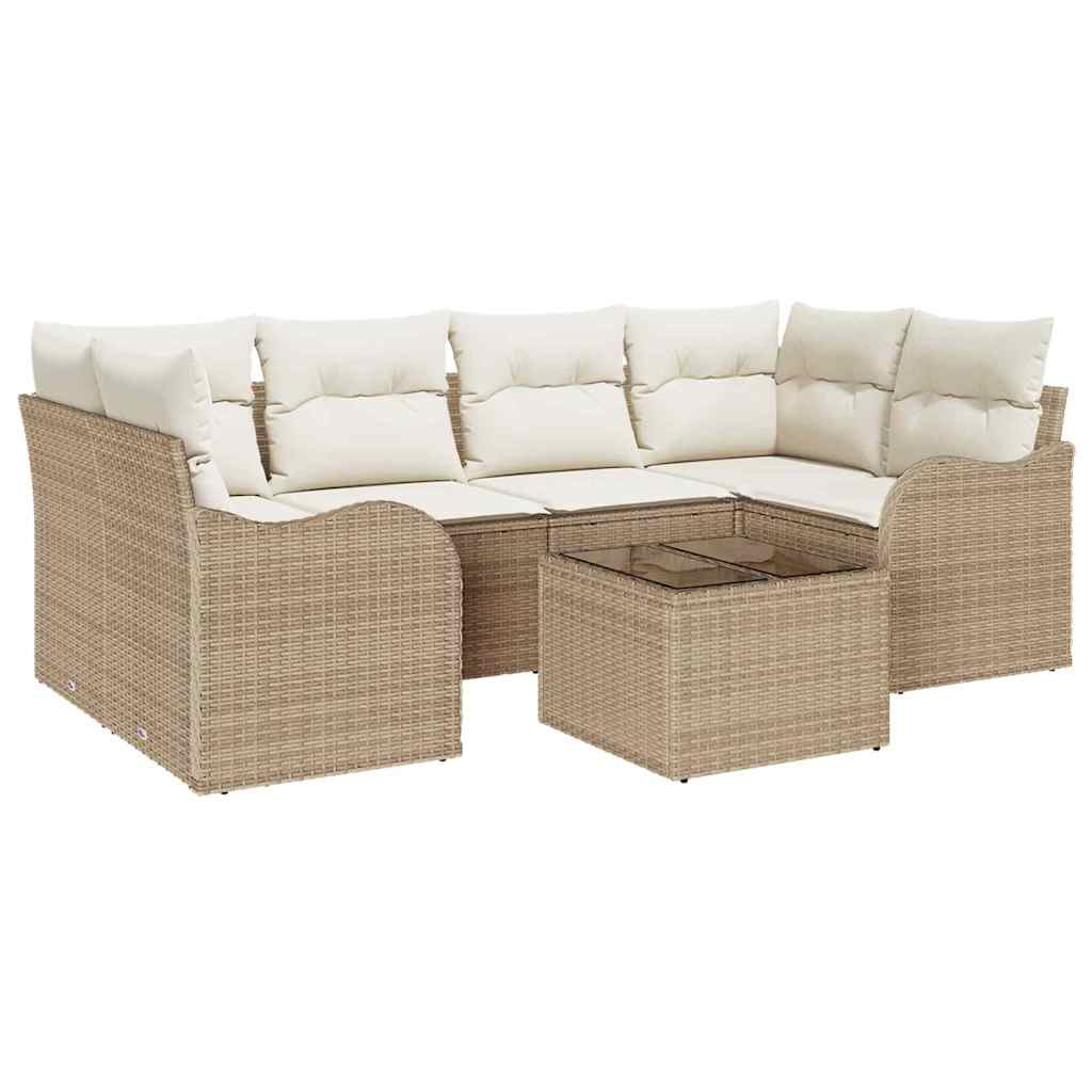 vidaXL Zestaw Sof na Ogród z poduszką 7 pcs Beżowy i kremowy