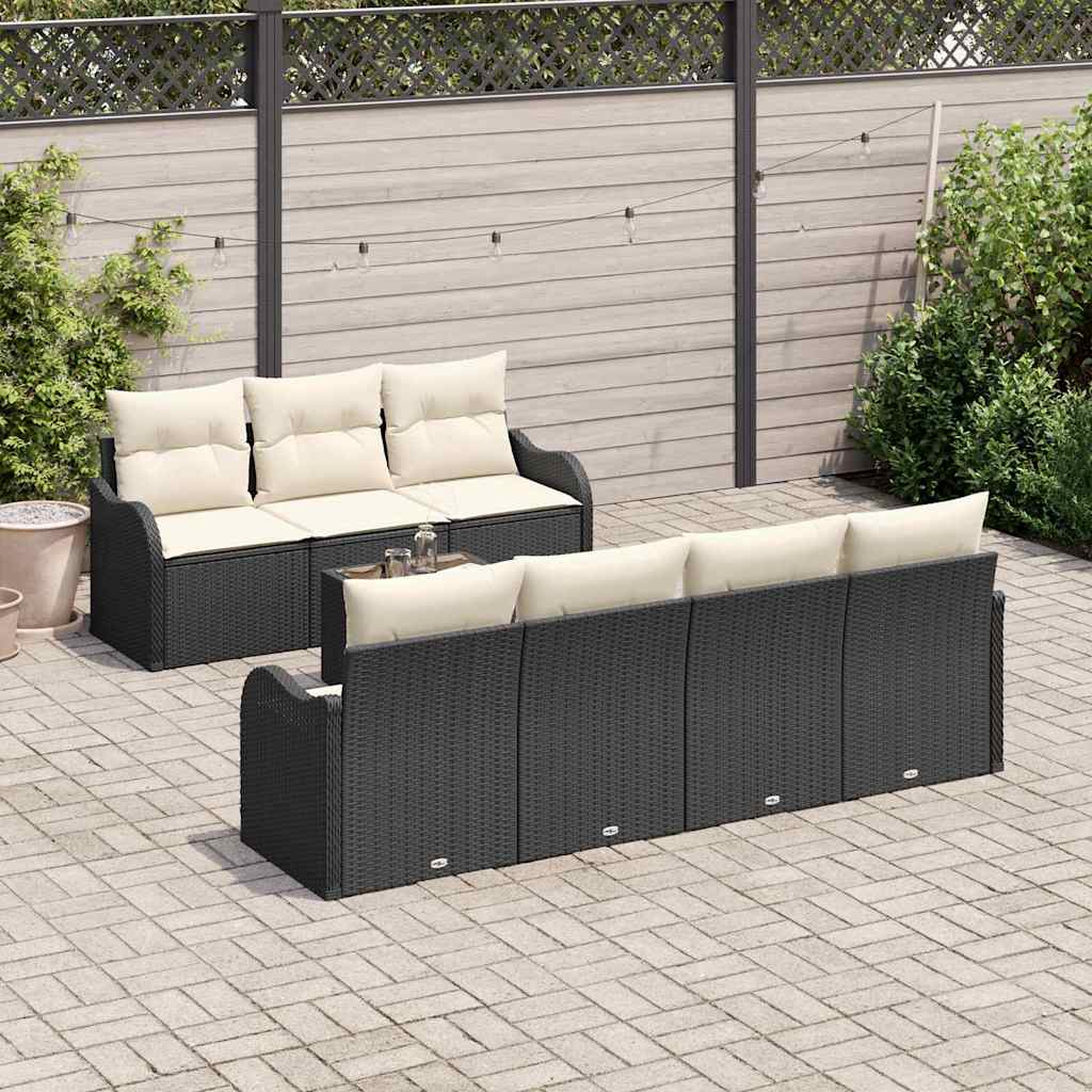 vidaXL Zestaw Sof na Ogród z poduszką 8 pcs Czarny i kremowy