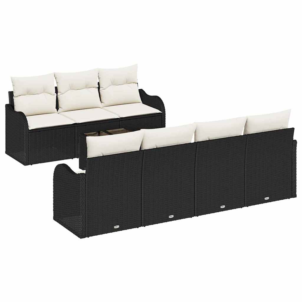 vidaXL Zestaw Sof na Ogród z poduszką 8 pcs Czarny i kremowy