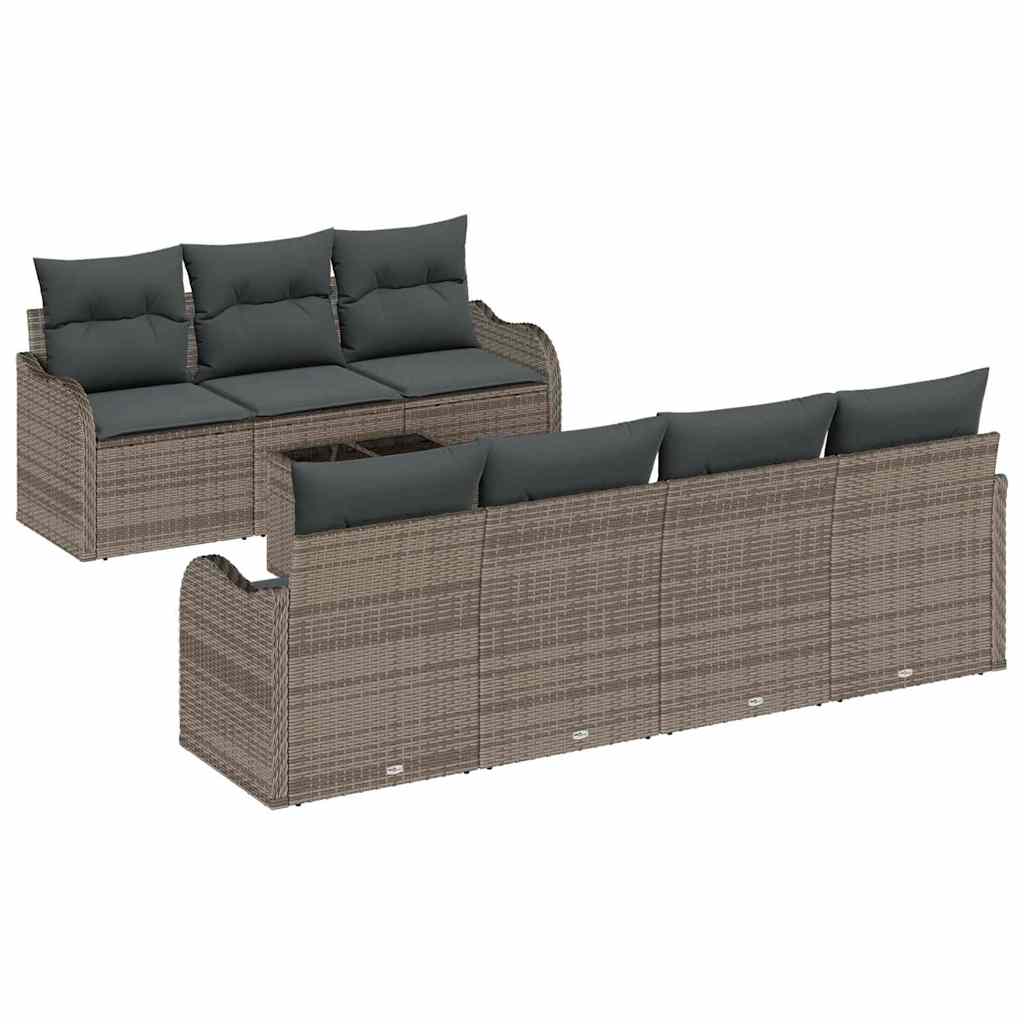vidaXL Zestaw Sof na Ogród z poduszką z przechowywaniem 8 pcs Szary