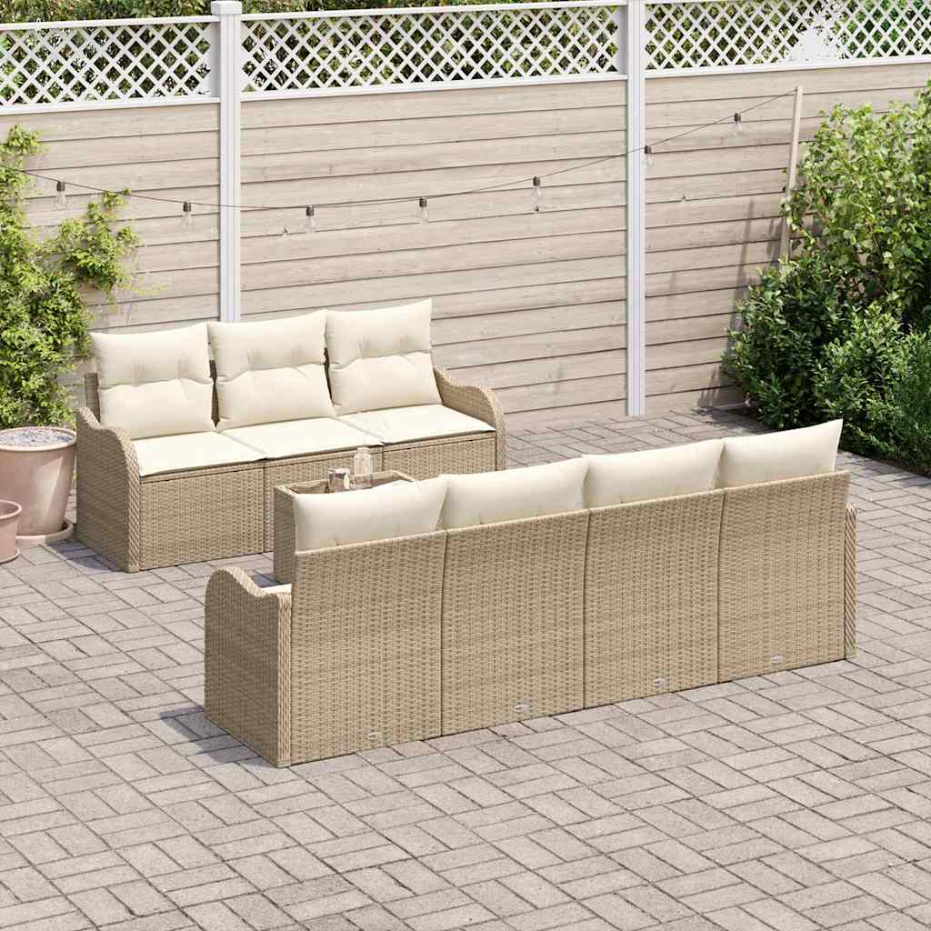 vidaXL Zestaw Sof na Ogród z poduszką 8 pcs Beżowy i kremowy