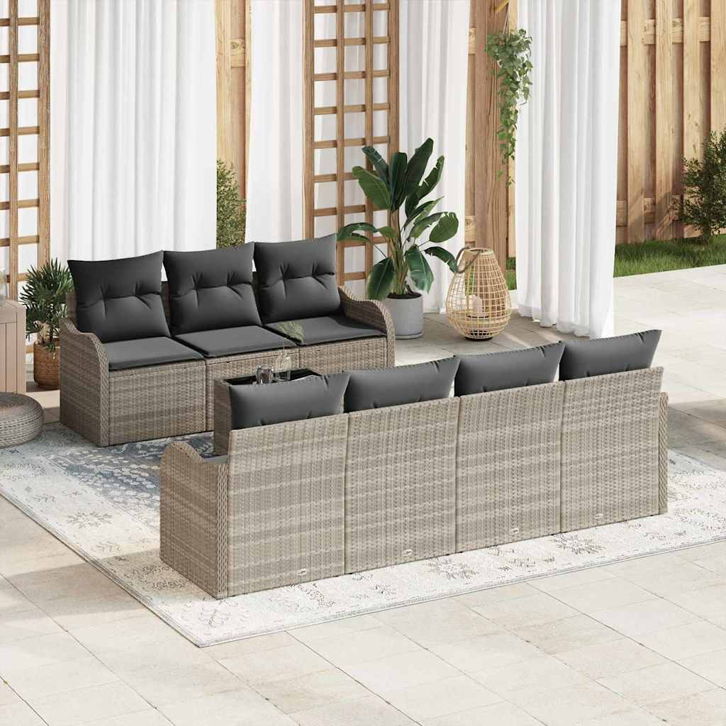 vidaXL Zestaw Sof na Ogród z poduszką 8 pcs Jasnoszary i ciemnoszary