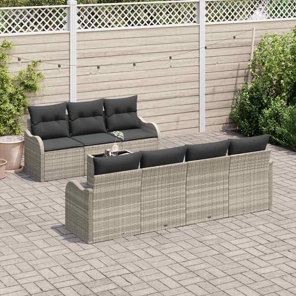 vidaXL Zestaw Sof na Ogród z poduszką 8 pcs Jasnoszary i ciemnoszary