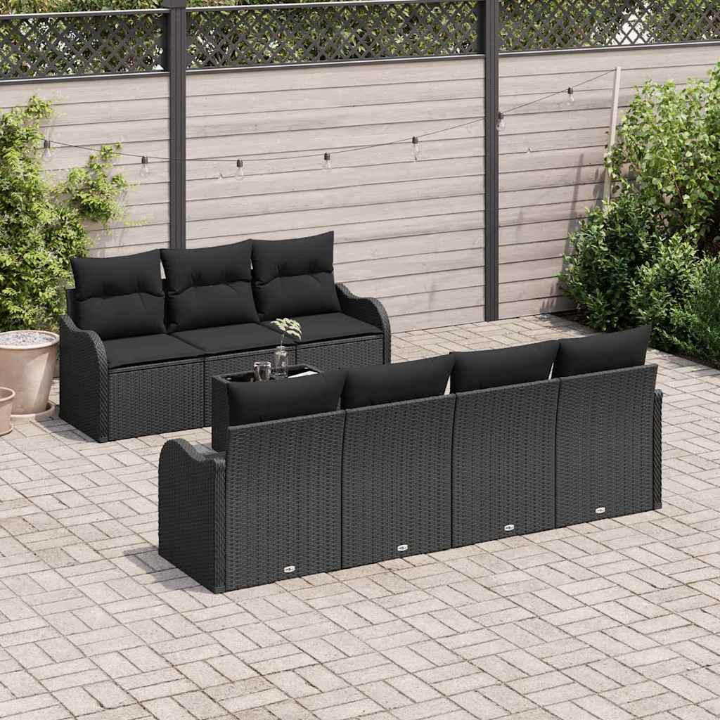 vidaXL Zestaw Sof na Ogród z poduszką z przechowywaniem 8 pcs Czarny